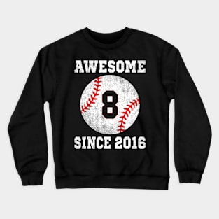 8Th Birthday Baseball Player 8 Years Old Sports Crewneck Sweatshirt